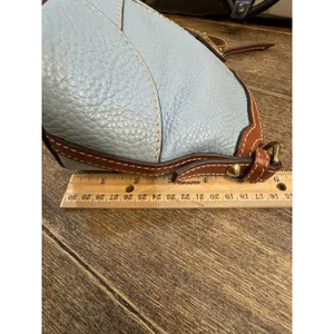 light blue Dooney & Bourke Pebble Grain Mini Domed Crossbody Brown Leather Trim thumbnail 13