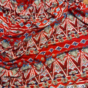 West Loop Red Tribal Print Smocked Waist V-Neck Maxi‎ Dress XL thumbnail 2