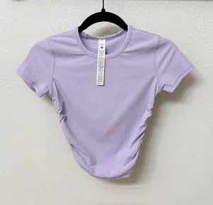 Lululemon All It Takes Short Sleeve Shirt Ribbed Lilac Ether Size 2 NWOT thumbnail 1