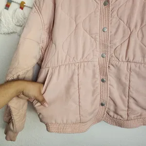 BLANK NYC Tencel Pink Drop Shoulder Quilted Oversize Jacket Boho Chic Fall M thumbnail 8