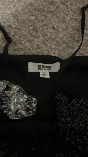 BB Dakota Black Sparkly Tank Top thumbnail 2