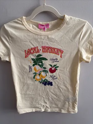 Edikted Cream Short Sleeve Tee with Fruit Graphic thumbnail 3