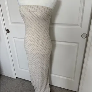 Striped Beige Midi Dress thumbnail 2