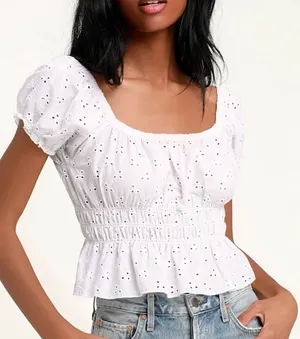 Delirious Los Angeles Eyelet Puff Sleeve Top thumbnail 1
