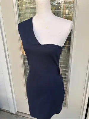NWT Superdown Rockie One Shoulder Mini Dress Navy Blue M Bodycon thumbnail 2