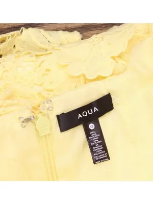 NWT Aqua Womens Lined Lace Tiered Mini Dress IDO14101 Yellow XS thumbnail 4