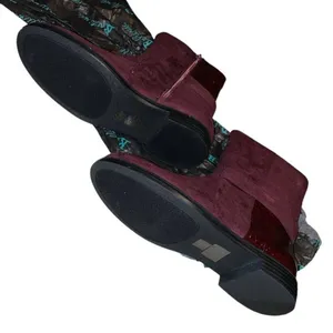 Bellini Deep Dark Red Suede Booties with Alligator Accent size 7W thumbnail 3