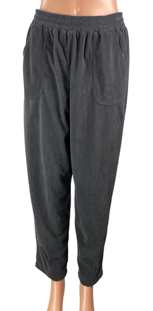 Evaless Women's Gray High Rise Elastic Waist Relaxed Tapered Trouser Pants Sz M thumbnail 1
