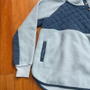 Abercrombie & Fitch Blue Snap-Front Fleece Quilt Chest Panel Tunic Size‎ S thumbnail 4