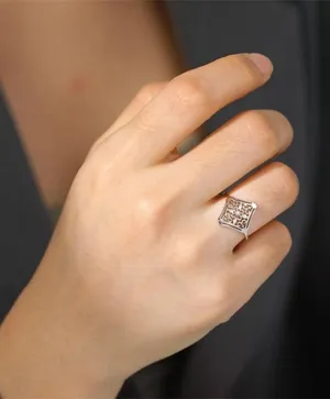 NEW 14k White Gold Plated 316L Cut Out Hollow Filigree Flower Ring,‎ Size 8 thumbnail 1