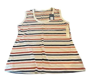 Universal Thread Striped Tank Top in Cream, Navy, Rust & Coral thumbnail 1