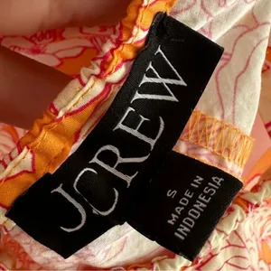 J. CREW Tie Front 100% Cotton Poplin Midi Loose Fit Dress in Orange Floral Small thumbnail 10
