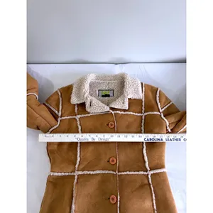 lei Vintage Y2K Faux Suede‎ Sherpa Lined Patchwork Jacket Tan Brown Small thumbnail 5