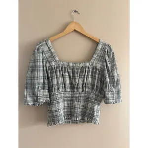 Universal Thread Cotton Square Neck Smocked Puff Sleeve Top Size Medium Gingham thumbnail 4