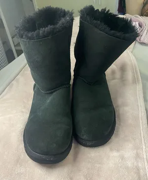 UGG Bailey Bow II Black Two Back Bow Size 9 Boots Australia Sheepskin Lined thumbnail 1