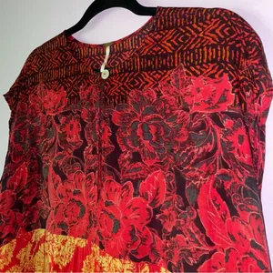 Free People Size S Boho Blouse Red Tiered Sleeveless Dark Cottage Beach Fairy thumbnail 2