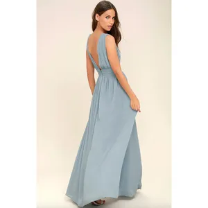 Lulus Heavenly Hues Light Blue Maxi Dress Chiffon Bridesmaid Formal Small NWT thumbnail 2