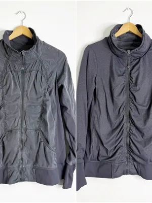 Lululemon Reversible Zip Jacket Gray Ruched Yoga Jacket Size 10 thumbnail 2