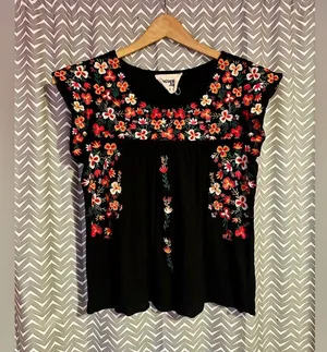 Savanna Jane | Flutter Sleeve Embroidered Top, Size S thumbnail 2