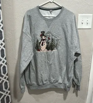 Fruit of the loom vintage snowman holiday crewneck sweatshirt size XL thumbnail 1