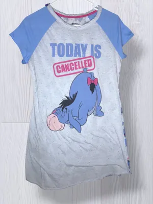 DISNEY Winnie The Pooh Eeyore "Today Is Cancelled" Raglan Nightgown thumbnail 3