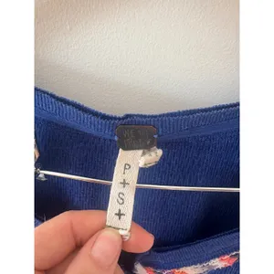 We The Free Free People Blue Waffle Knit Embroidered Henley Thermal Top Small thumbnail 2