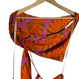 Farm Rio Copacabana Orange Printed One Shoulder Cut Out Maxi Dress Size Large thumbnail 15