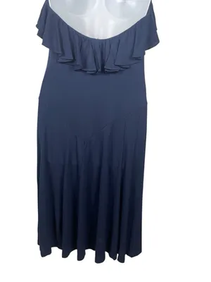 Lauren Ralph Lauren Navy Halter Cocktail Dress Gold Chain Neck Keyhole 8 thumbnail 8
