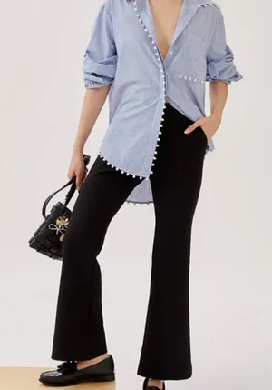 Anthropologie Exquise Sleek Flare Pants Black Office Career Size‎ XS minimalist thumbnail 1