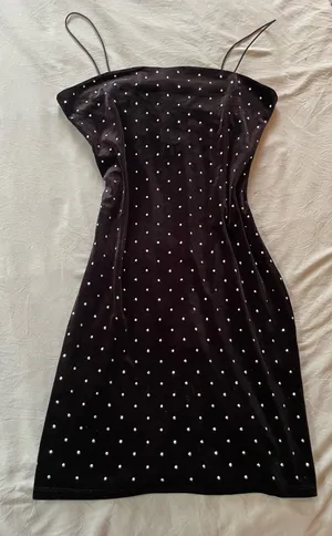 H&M Velvet Rhinestone Black Dress thumbnail 1