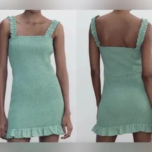 Zara Mint Green Ruffle Mini‎ Dress Size Small thumbnail 2