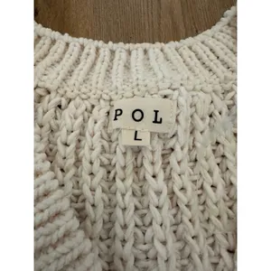 POL Cable Knit V-Neck Oversized Sweater Off White Cream Large YST585 thumbnail 4