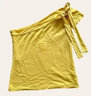 Anthropologie Maeve Yellow One-Shoulder Bow Top NEW thumbnail 1