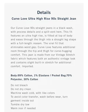 Abercrombie & Fitch Curve Love Ultra High Rise 90s Straight Jean Sz 8/29 thumbnail 5