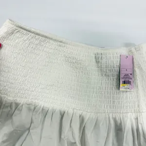 Wild Fable White Smocked Waist Side Slit Midi Skirt‎ Womens size L NWT thumbnail 4