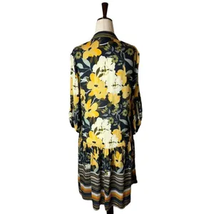 Anthropologie Blank‎ London Yellow Floral Button Front Hadley Tunic Dress XS thumbnail 4