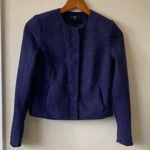 GAP Women's Deep Purple tweed Blazer vintage Y2K shoulder pads size 0 thumbnail 1