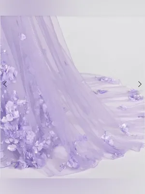 Ellie Wilde Lilac Embroidered Lace‎ Organza Sparkly Prom Dress w/Cape Sleeves 6 thumbnail 3