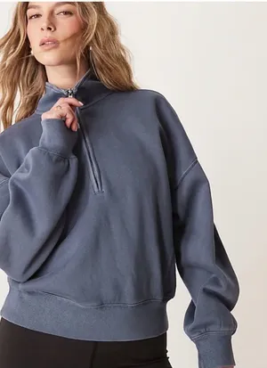 Abercrombie & Fitch Women's Slate gray Half-Zip Sweatshirt size XS thumbnail 1