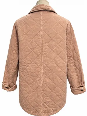 Joie Quilted Longline Jacket Coat Size Medium Blush Tan Cotton Snap Front thumbnail 3