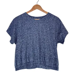 Velocity Short Sleeve Heather Active Crop Top Blue Size x-large thumbnail 2