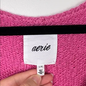 Aerie Voop Sweater Oversized Pink Women’s Size Large Cotton Relaxed Beachy thumbnail 5