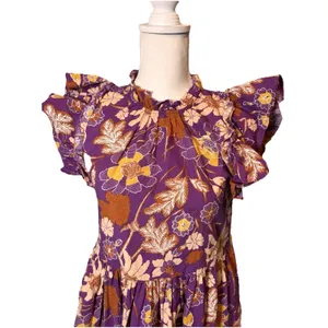 House of Harlow 1960 Nicole Richie‎ Floral Mini Dress Purple Ruffle Sleeve Small thumbnail 3