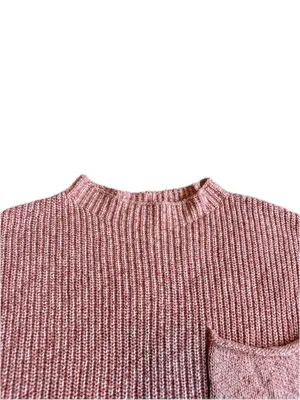 Free People Beach Pink Ribbed Knit Boxy Cropped Sweater Pocket X-Small Women's thumbnail 2