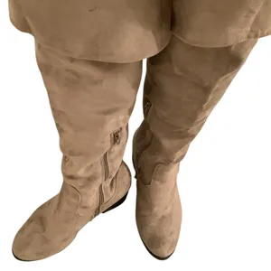 BAMBOO Over the Knee or Below the Knee Taupe Tan Faux Suede Boots. thumbnail 9