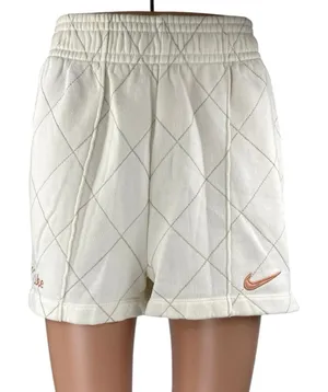 Nike Women's White Quilted Fleece Pull On High Waisted Mini Sweat Shorts Size S thumbnail 1