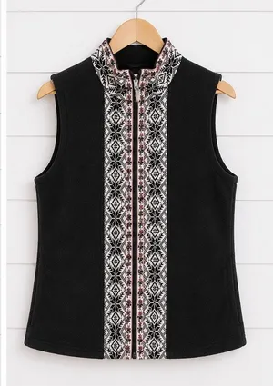 L.L. Bean vintage black Nordic fleece vest size small thumbnail 2