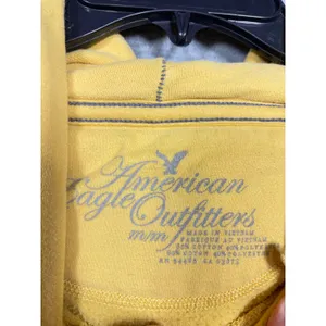 Vtg American Eagle‎ Outfitters Womens M Mustard Hoodie Pullover NY Cozy Fall thumbnail 4