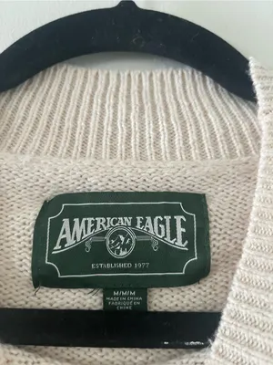 American Eagle Ivory Cream Roll Neck Knit Sweater Medium Neutral Capsule Preppy thumbnail 4