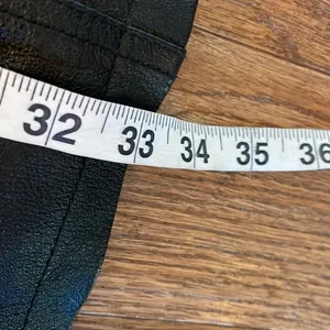 Vintage Leather black hooded faux fur lined trench jacket M thumbnail 6